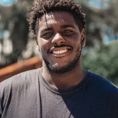 Smiling client outdoors
